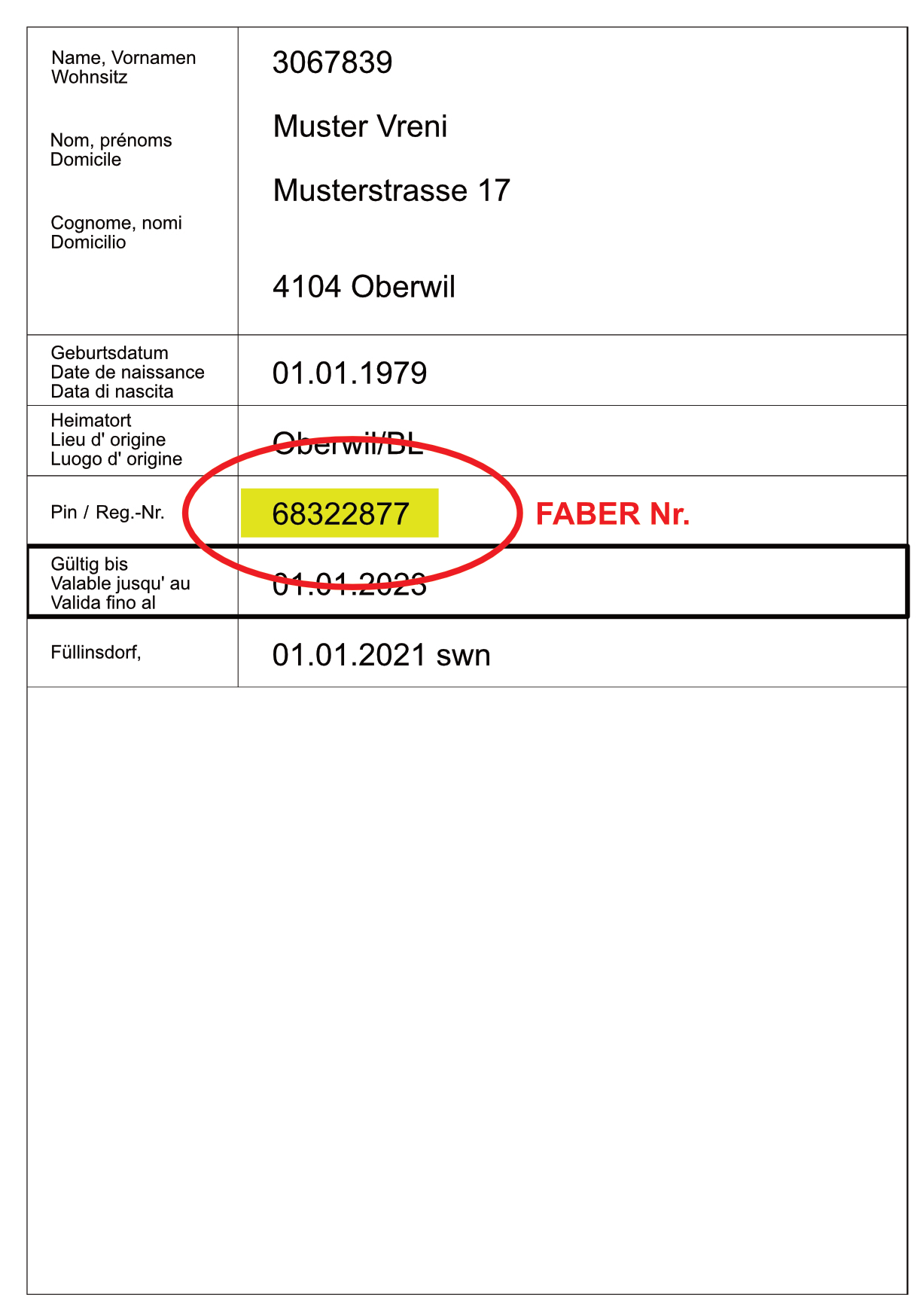 FABER Nummer - LFA (BL)